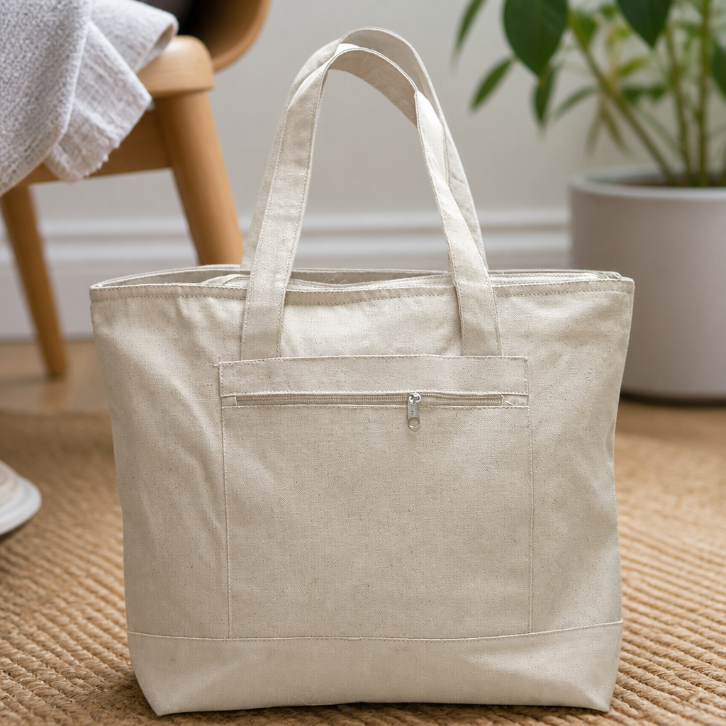 Double Sided Customizable 19L Zippered Tote Bags