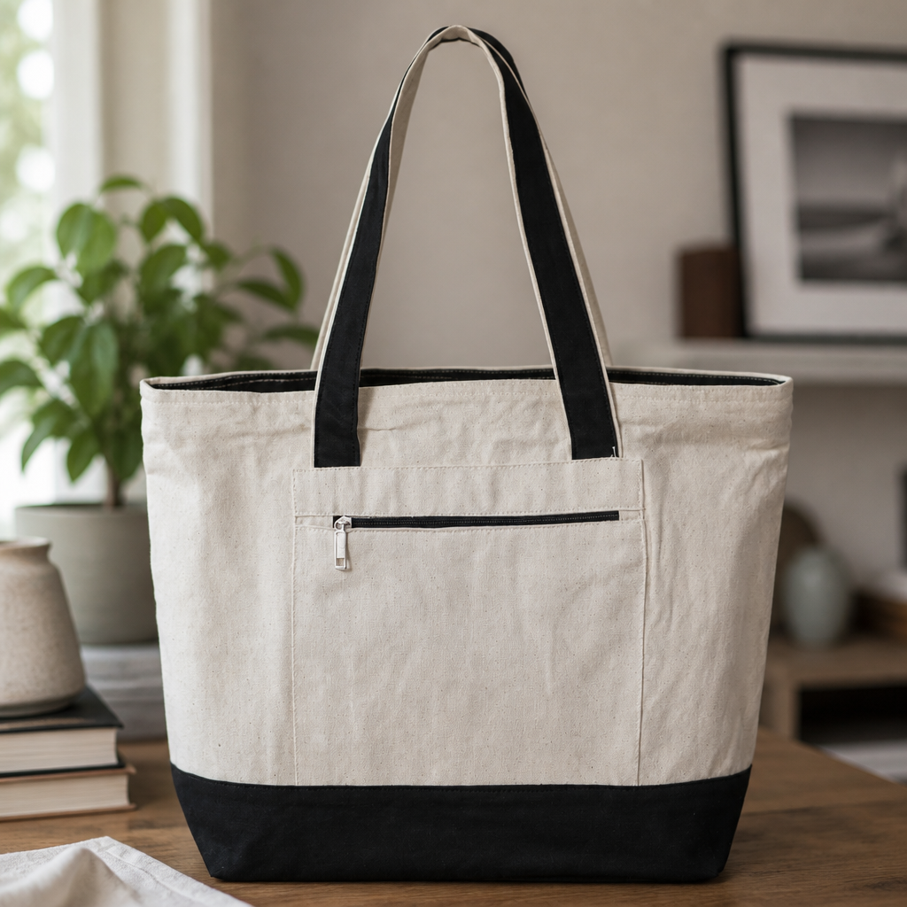 Double Sided Customizable 19L Zippered Tote Bags