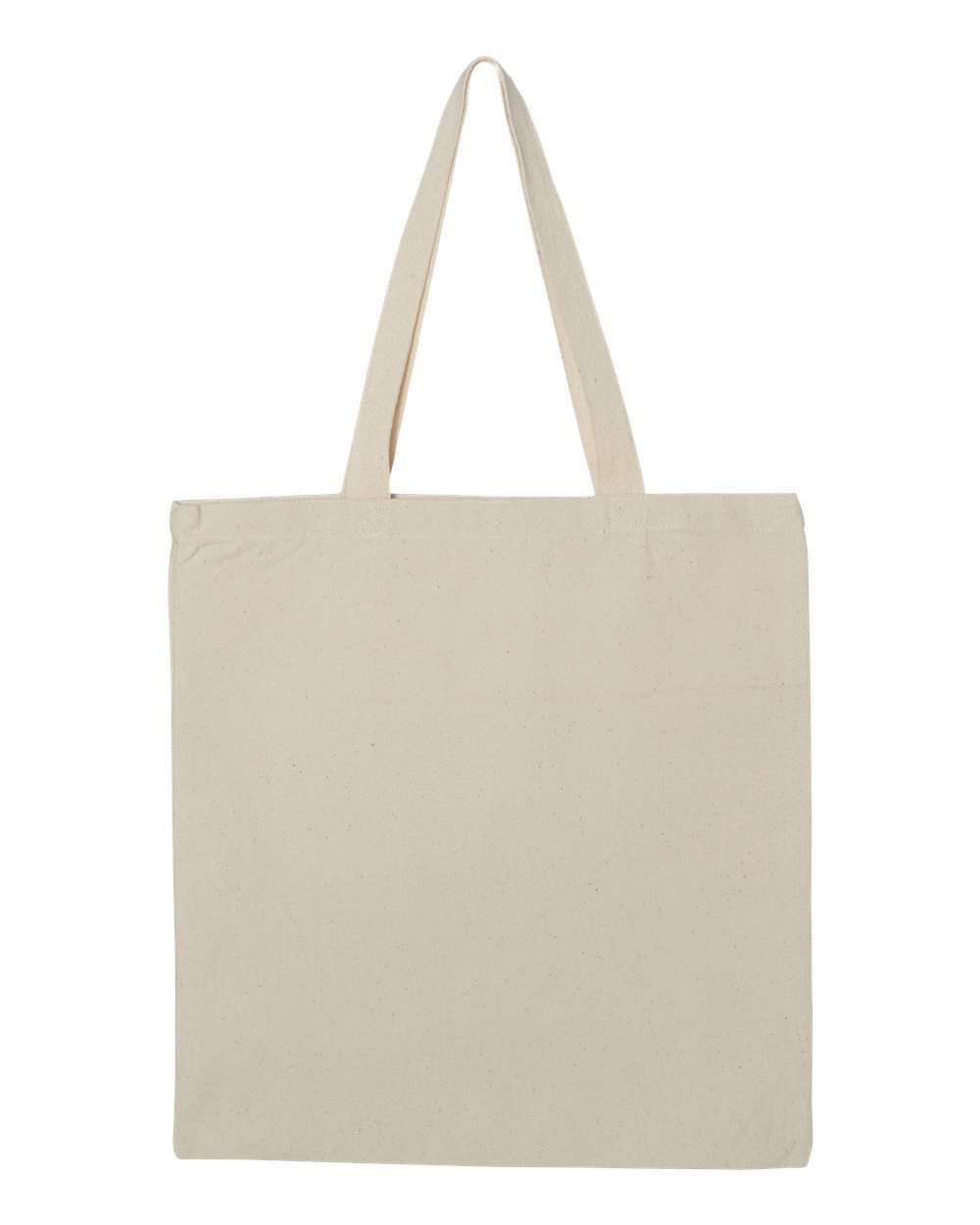 Natural 12 oz. heavy canvas tote bag with webbed handles, front view