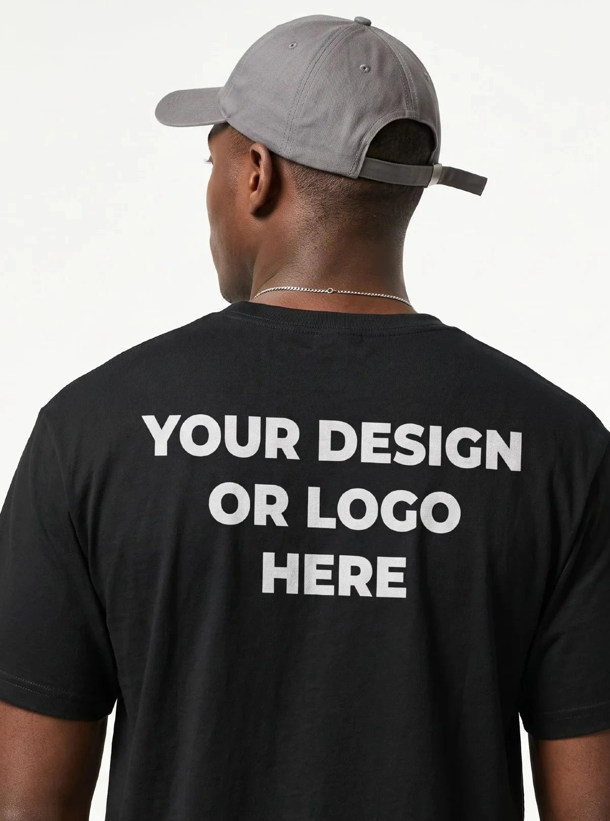 Customizable tee shown on a model — design your own front and back print