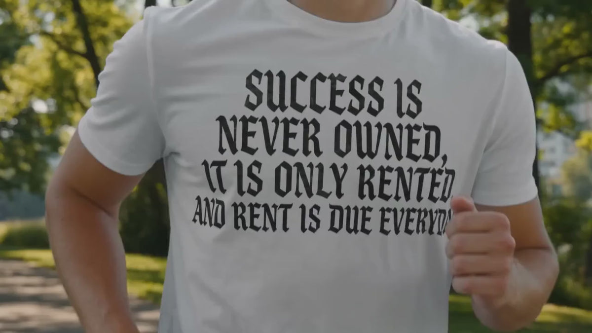 Rent is Due graphic tee by Rose Print Collective in white, black, navy and gray