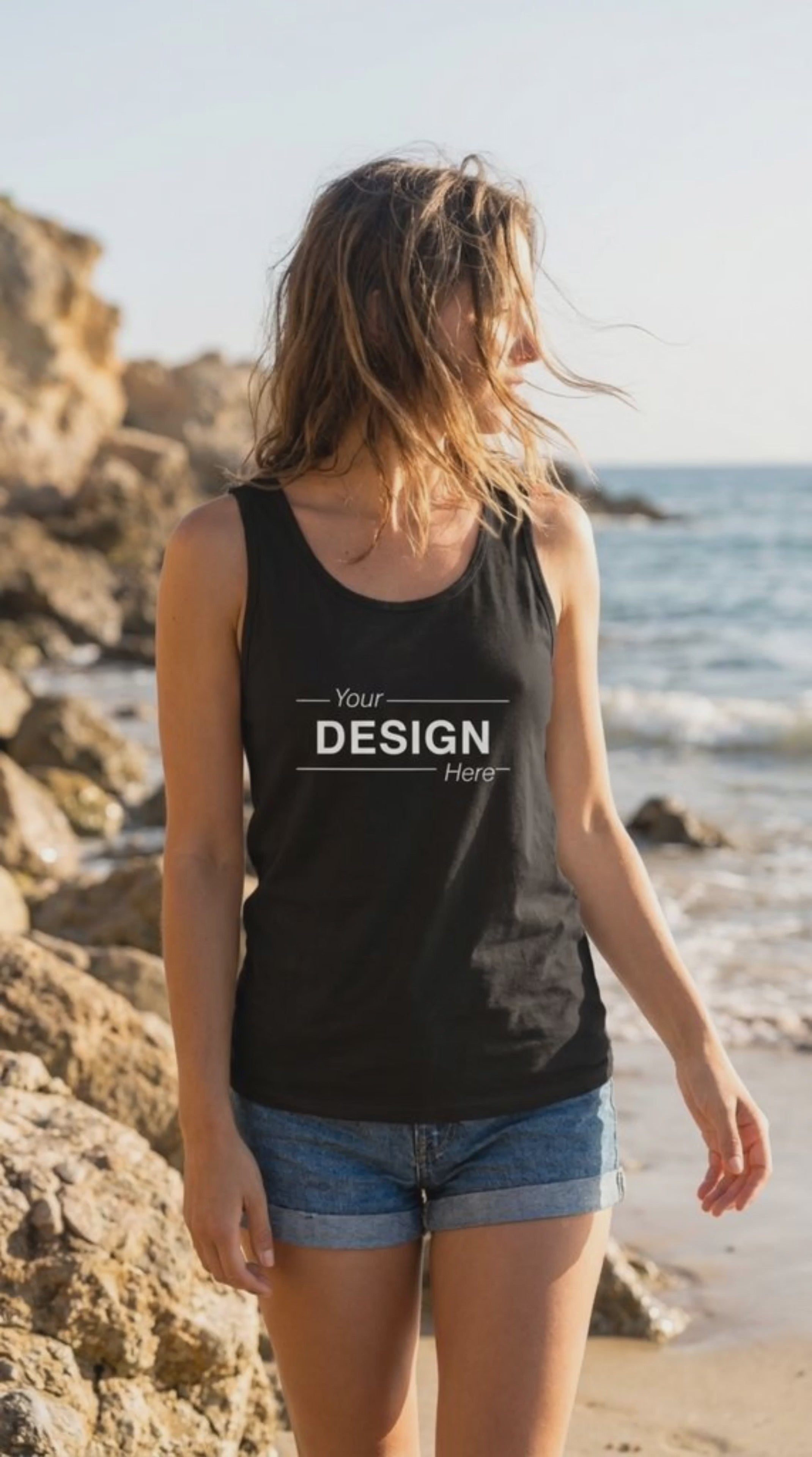 Customizable tank top detail video, 100% cotton unisex fit